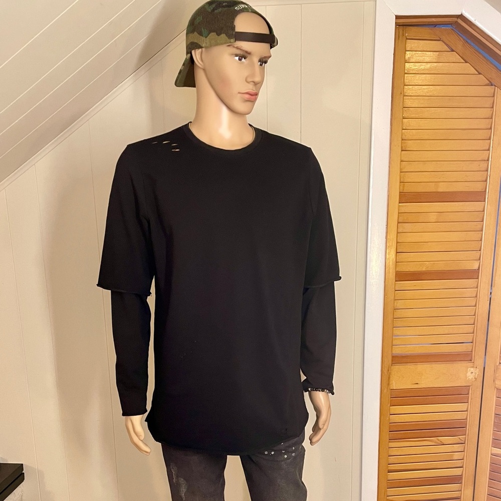 YEEZY Double layer distressed crewneck